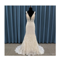 Latest Arrival Gorgeous Champagne Backless Lace Beach Mermaid Bridal Wedding Gown Dress